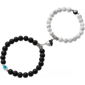2PCS Women Bracelets for Women, Relationship Distance Wife Bracelet Couples Bracelet Energy Beads Bracelet for Wife/ best Friends on Anniversary/ Birthday/Valentine's Day, Jewelry for Men, Bf and Gf
