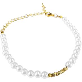 Freshwater Pearl and Gold Beaded Bracelet for Women, Pearl Bracelet Simple Jewelry Gift for Women