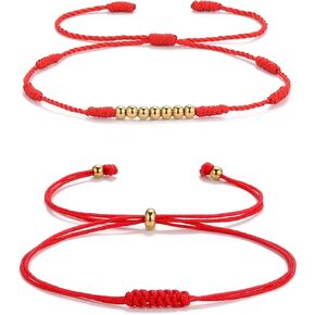 Bracelets for Women Kabbalah Red String Bracelet With Gold Bead 7 Knot Protection Bracelets Handmade Braided Jewelry Adjustable Amulet Good Luck Gift for Men