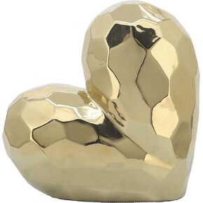 Sagebook Home Creative Abstract Ceramic Heart Sculpture, Room, Office Decor or Gift, Gold, 12 L x 5 W x 12 H Inches