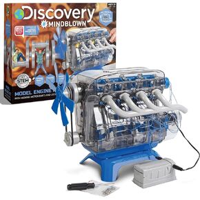 Discovery #MINDBLOWN Model Engine Building Kit, DIY 4-Cylinder Combustion Engine, Working Pistons Fan Valves Belts LED Lights, STEM Mechanic Engineering Construction Experiment Set, Kids & Adults Gift