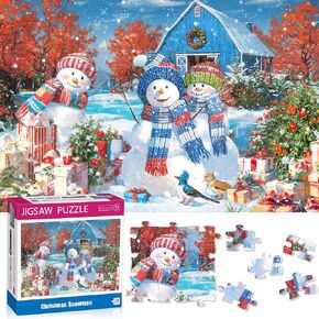 100 Piece Puzzles for Kids Ages 4-6 6-8 8-10, Christmas Snowman Holiday Jigsaw Puzzles, Kids Puzzles Wonderful Xmas Gifts, Christmas Puzzle Stocking Stuffers for Boys Girls