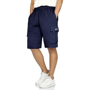 Men's Cargo Sweat Shorts Casual Drawstring Elastic Waist Athletic Workout Gym Jogger Shorts with 5 Pockets