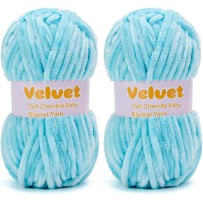 Velvet Yarn Chenille Yarn for Crocheting and Knitting Soft Chenille Bulky Baby Blanket Yarn DIY Weaving Craft 2pack White(4oz 132yds Each)