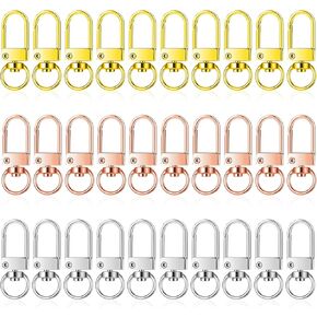 30PCS Metal Lobster Claw Clasps, Lanyard Swivel Snap Hooks with Key Rings, Heavy Duty Metal Keychain Clip, DIY Accessories for Bag Key Chains Connector Jewelry Making (Silver)