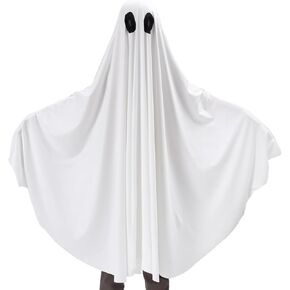Unisex Kid Halloween Ghost Cloak Boy Girl White Boo Ghost Outfit Cape Spooky Season Clothes 4-10 Years