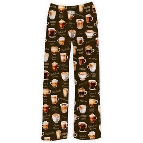 BRIEF INSANITY Lounge Pajama Pants for Men and Women | Coffee Bottoms - Comfy, Ultra Soft, Novelty Loungewear Pants (S-XXL)