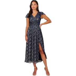 Adrianna Papell Women's Metallic Crinkle Gown