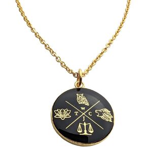 STOIC STORE UK قلادة فضائل الكاردينال الرواقية - قلادة من جانب واحد مطلية بالمينا باللونين الأسود والذهبي - أربع فضائل من التصميم البسيط - مجوهرات رواقية ملهمة - هدية فريدة in Kuwait