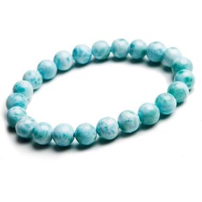 8mm Natural Blue Larimar Gemstone Round Beads Bracelet Women Men Stretch AAAAA