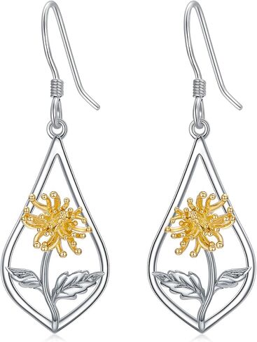 925 Sterling Silver Birth Flower Earrings Carnation/Violet/Daffodil/Daisy/Lily/Rose/Lotus/Poppy/Marigold/Holly Earrings Birth Month Flower Jewelry for Women in Saudi Arabia