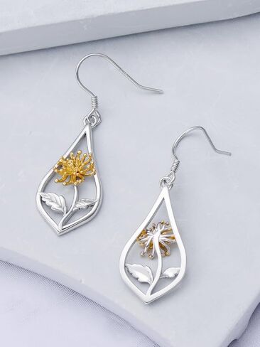 925 Sterling Silver Birth Flower Earrings Carnation/Violet/Daffodil/Daisy/Lily/Rose/Lotus/Poppy/Marigold/Holly Earrings Birth Month Flower Jewelry for Women in Saudi Arabia
