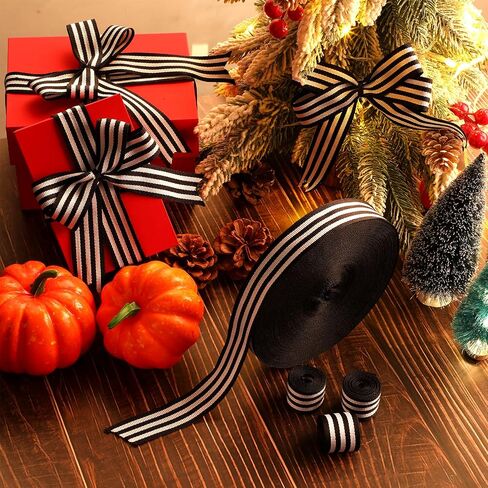 50 Yards Christmas Striped Ribbon 1 Inch Christmas Grosgrain Striped Ribbon for Christmas Gift Wrapping DIY Crafts Wrapping Ribbons Home Ornament Decoration(Red White) in Saudi Arabia