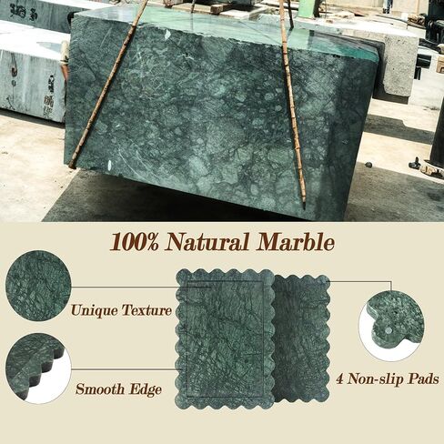 Genuine 100% Indian Green Scalloped Marble Tray, Real Natural Marble Stone Trays, Luxury Marble Decorative Trays for Bathroom, Dresser, Vanity, Home Decor, 10.6" x 8", Dark Emerald Green in Saudi Arabia