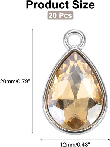 MECCANIXITY Alloy Glass Crystal Teardrop Charm Jewelry Making Charm for Necklaces, Bracelets in Saudi Arabia
