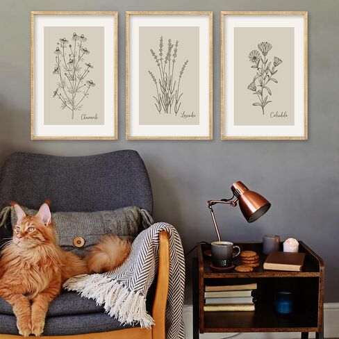 Set Of 3 Vintage Antique Garden Wildflowers Wall Art Decor 24x16 Inch Rustic Wood Framed Family Living Room Floral Sign Modren Nature Flower Home Pictures Botanical Wall Hanging (Wood) in Saudi Arabia