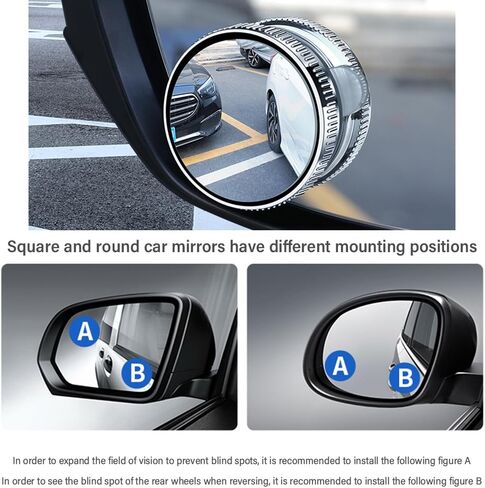 2PCS Suction Cup Car Convex Blind Spot Mirror,360°Adjustable Side Mirror Blindspot Used in Car Mirror,Universal HD Fish Eye Mirror Car Mirror Accessories Fit for Cars SUVs Trucks (Red) in Saudi Arabia