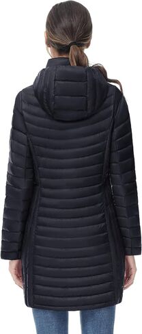 SLOW DOWN Women Ultra Light Down Jacket Packable Puffer Jacket Coat Hooded Mid Length Winter Outwear in Kuwait