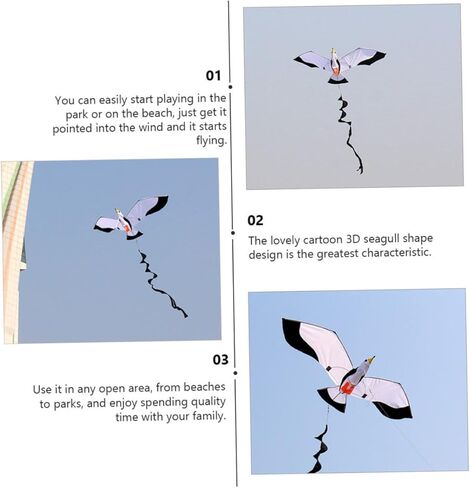 1 قطعة طائرة ورقية النورس ثلاثية الأبعاد مقاومة للرياح في الهواء الطلق ألعاب الطيران في الهواء الطلق طائرات ورقية كبيرة للبالغين من القماش طائرة ورقية للبالغين طائرات ورقية سهلة الطيران طائرة ورقية منقوشة من القماش مستلزمات ألعاب الحيوانات للأطفال in Kuwait