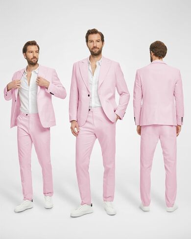 MY'S Mens Linen Suit 2-Piece Slim Fit Blazer and Pants, for Casual Wedding Beach Prom Business Outfit in Saudi Arabia