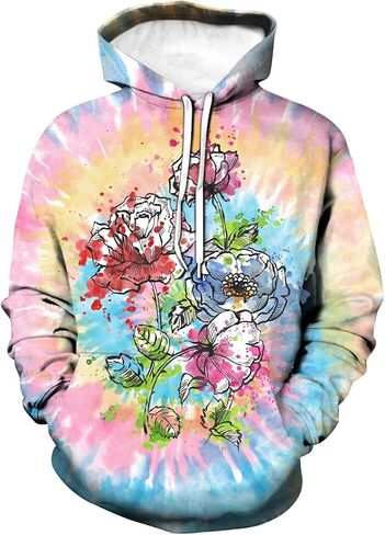 Unisex Rose Tie Dye Fashion Sweatshirt Pullover Hoodies in Saudi Arabia