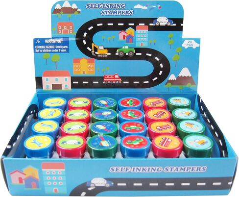Tiny Mills 24 Pcs Transportation Vehicles & Construction Stampers for Kids in Kuwait