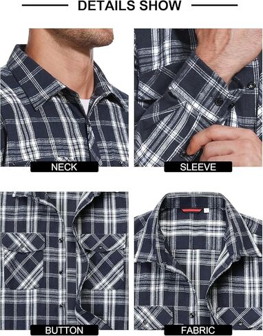 1/3 Pack Long Sleeve Flannel Shirt for Men Casual Plaid Button Down Shirt with Pockets in Saudi Arabia