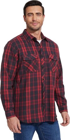 1/3 Pack Long Sleeve Flannel Shirt for Men Casual Plaid Button Down Shirt with Pockets in Saudi Arabia