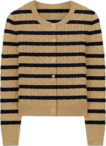 WIHOLL Women's Cable Knit Cardigan Sweaters Long Sleeve Open Front Button Up Cropped Clothes 2024 Fall Fashion in Saudi Arabia