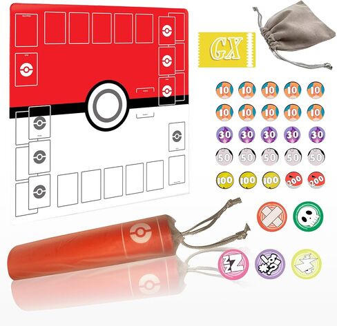 Playmat for Trading Card Game – 2-Player Trainer Mat with 31 Damage Counters and Professional Storage Bag in Kuwait