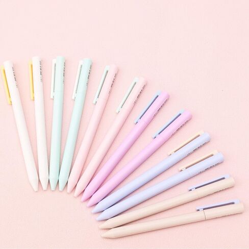 ITAWIXS 12pcs Aesthetic Retractable Gel Pens, 0.5mm Black Ink Fine Point Pens, Smooth Writing Pens, No Bleed & Smear, Cute School Office Supplies for Journaling Note Taking in Kuwait