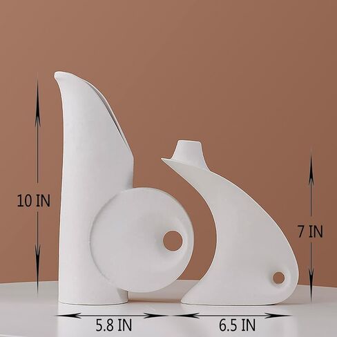 Modern White Ceramic Vase Set of 2 - Elegant Irregular Shape for Pampas Grass, Boho Nordic Minimalism Style - Perfect for Home Decor, Weddings, and Office in Saudi Arabia