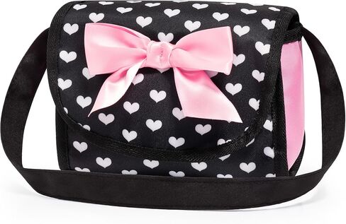 دمى باير ديزاين: توين ستار: عربة أطفال مزدوجة - أسود، وردي، قلب - تتسع لدميتين يصل طولهما إلى 18 بوصة، حقيبة كتف، عربة أخوة قابلة للطي، للأطفال بعمر 3 سنوات فما فوق in Kuwait