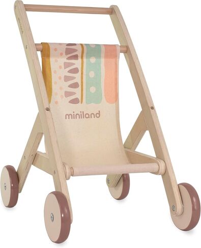 Miniland Wooden Baby Doll Stroller Made with ECO Wood Material from Sustainable Forests for Imaginary Life situations in Saudi Arabia