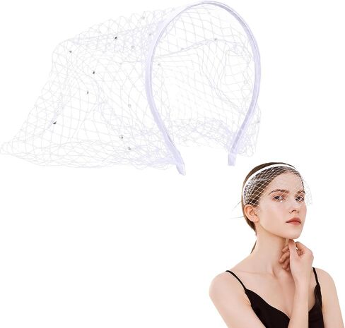 Molain Mesh Veil Headband for Women, 1920s Bridal Wedding Veil Elegant Fascinator Headpiece for Tea Party Fascinator Veil in Saudi Arabia