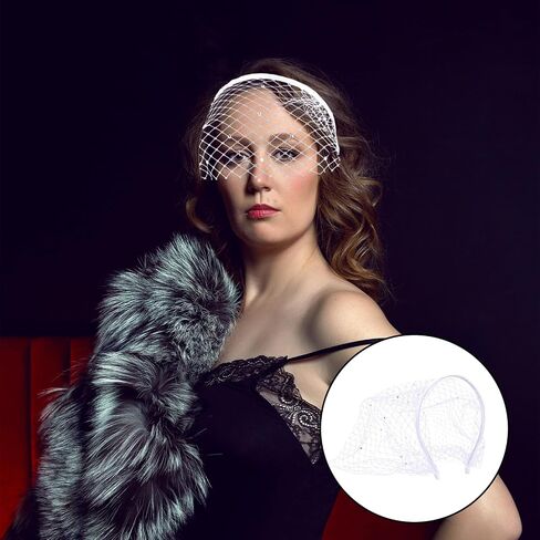 Molain Mesh Veil Headband for Women, 1920s Bridal Wedding Veil Elegant Fascinator Headpiece for Tea Party Fascinator Veil in Saudi Arabia