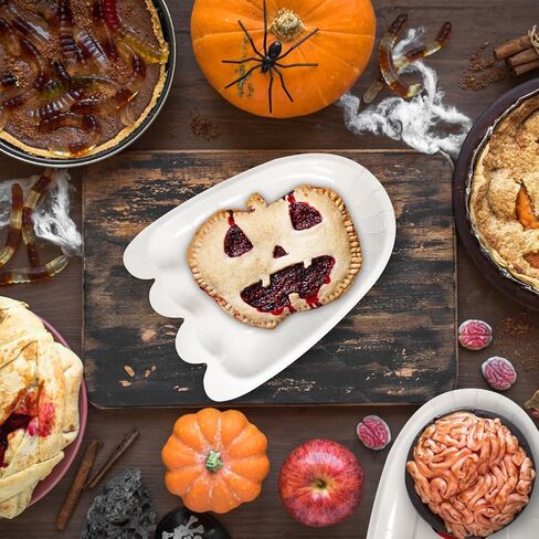 100 قطعة من أطباق ورق الهالوين، أطباق شبح بيضاء لطيفة للاستعمال مرة واحدة، أطباق شبح مزخرفة بالرسوم المتحركة لمستلزمات حفلات عيد الهالوين وأعياد الميلاد in Kuwait