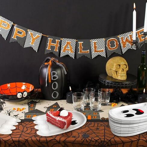 100 قطعة من أطباق ورق الهالوين، أطباق شبح بيضاء لطيفة للاستعمال مرة واحدة، أطباق شبح مزخرفة بالرسوم المتحركة لمستلزمات حفلات عيد الهالوين وأعياد الميلاد in Kuwait