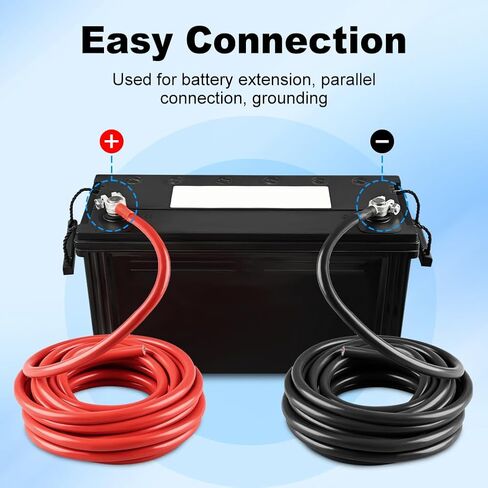 WATERWICH 4 Gauge 4AWG Battery Cable Wire 25FT Welding Cables Set with Lugs Terminals 20 hot melt adhesives Perfect Connection for Ship Boat Small Yacht RV Camper Truck Car Vehicle (1 Black & 1 Red) in Saudi Arabia