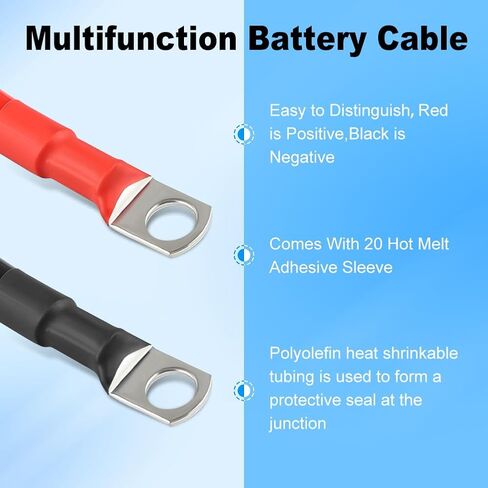 WATERWICH 4 Gauge 4AWG Battery Cable Wire 25FT Welding Cables Set with Lugs Terminals 20 hot melt adhesives Perfect Connection for Ship Boat Small Yacht RV Camper Truck Car Vehicle (1 Black & 1 Red) in Saudi Arabia
