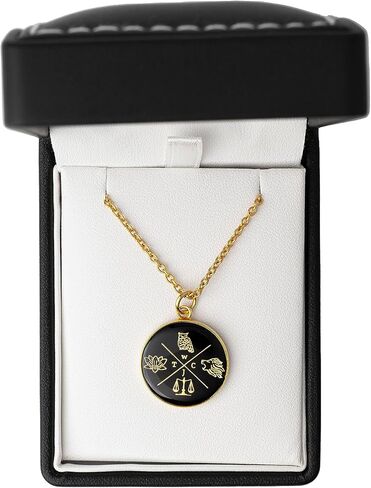 STOIC STORE UK قلادة فضائل الكاردينال الرواقية - قلادة من جانب واحد مطلية بالمينا باللونين الأسود والذهبي - أربع فضائل من التصميم البسيط - مجوهرات رواقية ملهمة - هدية فريدة in Kuwait