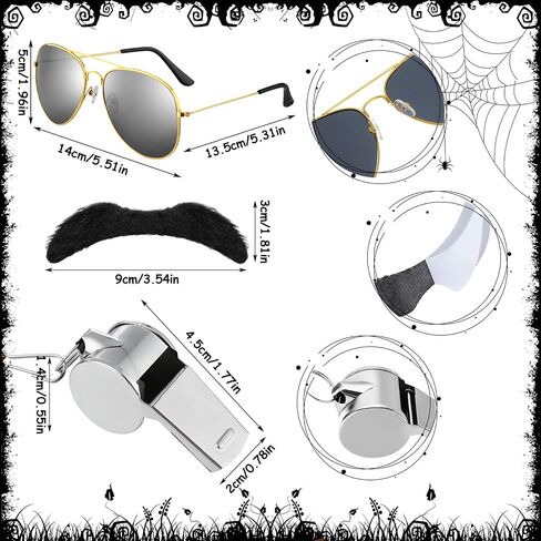 Mepase 4 Pcs Halloween Soccer Coach Costume Accessories Include Visor Hat Fake Mustache Sunglasses Whistle for Adults Halloween Cosplay Party in Saudi Arabia