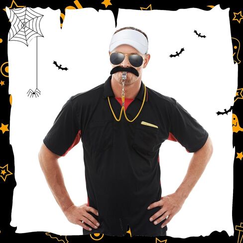 Mepase 4 Pcs Halloween Soccer Coach Costume Accessories Include Visor Hat Fake Mustache Sunglasses Whistle for Adults Halloween Cosplay Party in Saudi Arabia