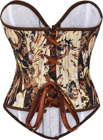 Women Vintage Renaissance Floral Lace Up Bustier Corset Shapewear Top in Saudi Arabia
