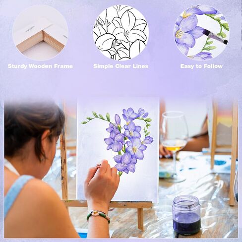 8 Pcs 8 x 10 Inch Pre Drawn Canvas to Paint, Pre Stretched Canvas Kit DIY Coloring, Pre Printed Painting Canvases Outline for Adults Date Night Paint and Sip Party in Saudi Arabia