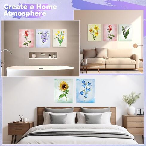 8 Pcs 8 x 10 Inch Pre Drawn Canvas to Paint, Pre Stretched Canvas Kit DIY Coloring, Pre Printed Painting Canvases Outline for Adults Date Night Paint and Sip Party in Saudi Arabia