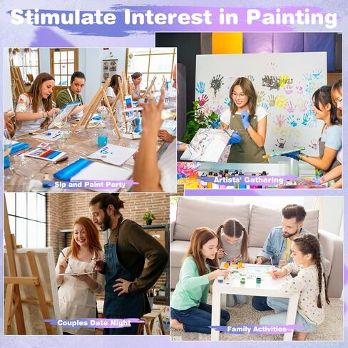 8 Pcs 8 x 10 Inch Pre Drawn Canvas to Paint, Pre Stretched Canvas Kit DIY Coloring, Pre Printed Painting Canvases Outline for Adults Date Night Paint and Sip Party in Saudi Arabia