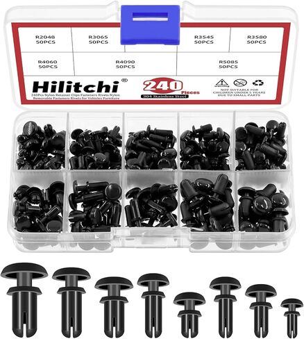 Hilitchi 400Pcs 2mm 3mm 3.5mm 4mm 5mm Nylon Rivets Push Clip Fasteners Rivet Car Rivets Fasteners Bumper Fastener Push Rivet Clip Screws Assortment Kit for Automotive Fitting Bumper in Saudi Arabia