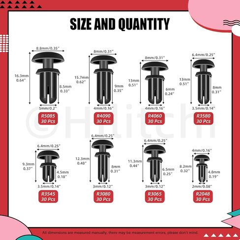 Hilitchi 400Pcs 2mm 3mm 3.5mm 4mm 5mm Nylon Rivets Push Clip Fasteners Rivet Car Rivets Fasteners Bumper Fastener Push Rivet Clip Screws Assortment Kit for Automotive Fitting Bumper in Saudi Arabia