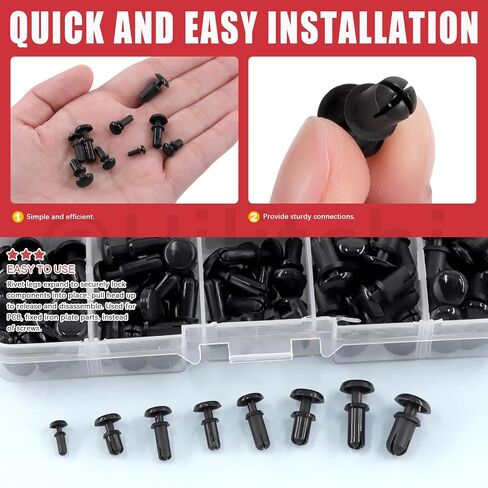 Hilitchi 400Pcs 2mm 3mm 3.5mm 4mm 5mm Nylon Rivets Push Clip Fasteners Rivet Car Rivets Fasteners Bumper Fastener Push Rivet Clip Screws Assortment Kit for Automotive Fitting Bumper in Saudi Arabia